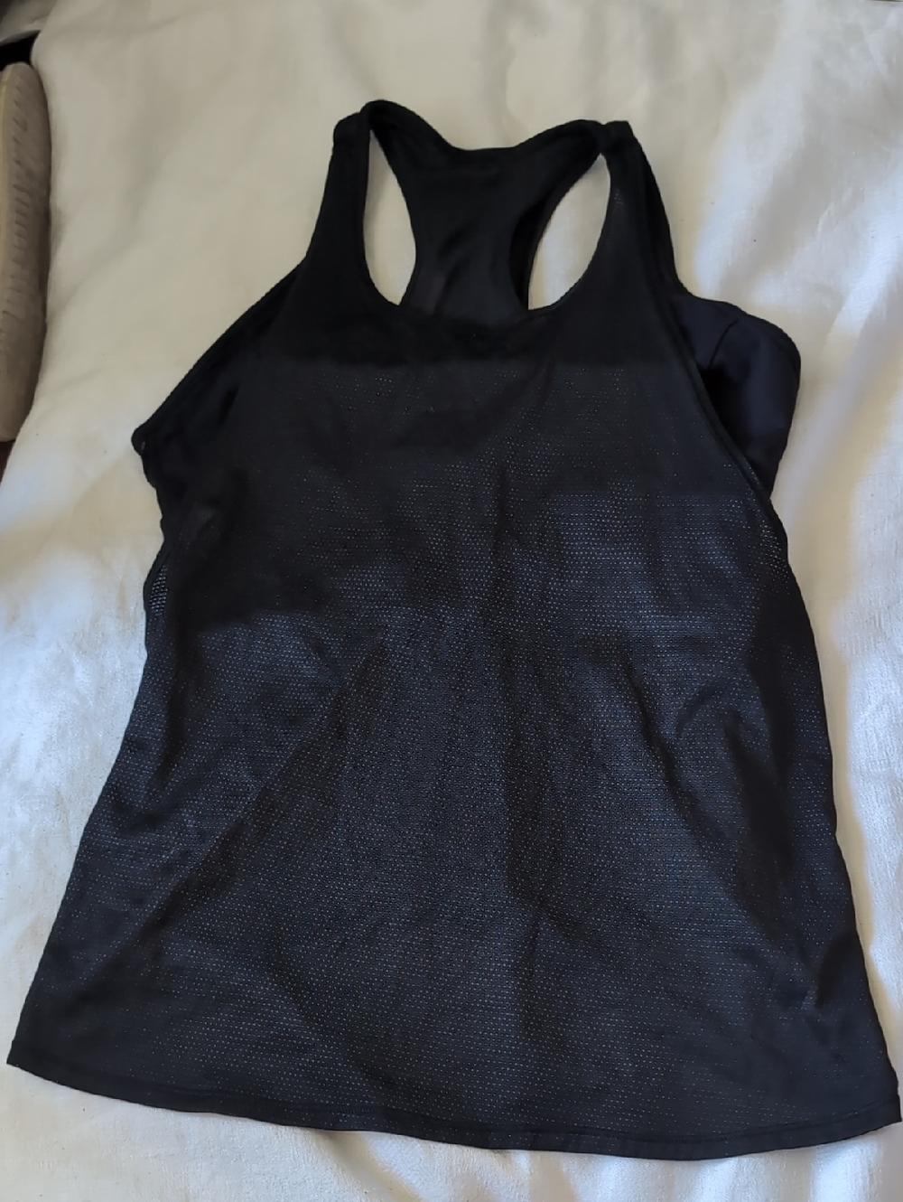 lululemon athletica Black Racerback Mesh-Panel Tank with sports bra under